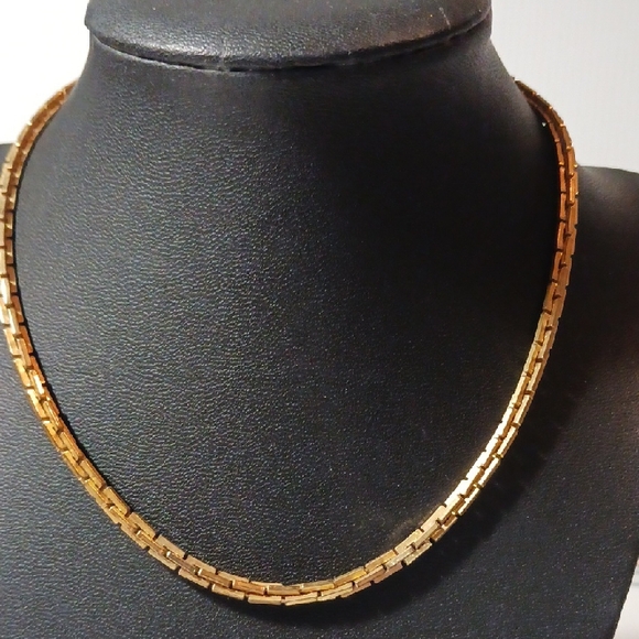 Jewelry - Vintage Gold Tone Brick Link Necklace Unisex 30" Total Length